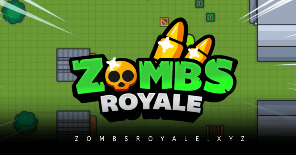 Zombs Royale battle royale gameplay with characters fighting in a colorful 2D arena