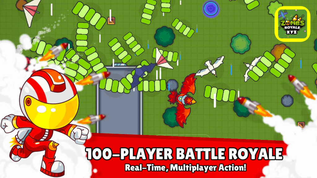 Zombs Royale unblocked gameplay with characters fighting in a shrinking battle zone